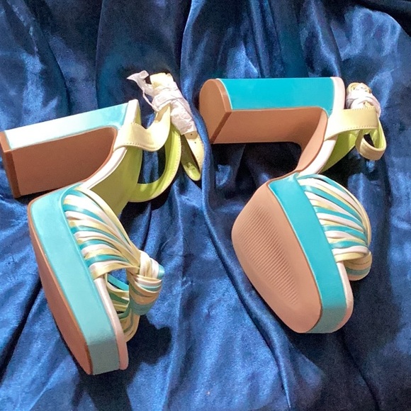 sun gurg Open Toe Sandals Ankle Strap Platform Chunky High Heels 6.5 - Picture 4 of 12